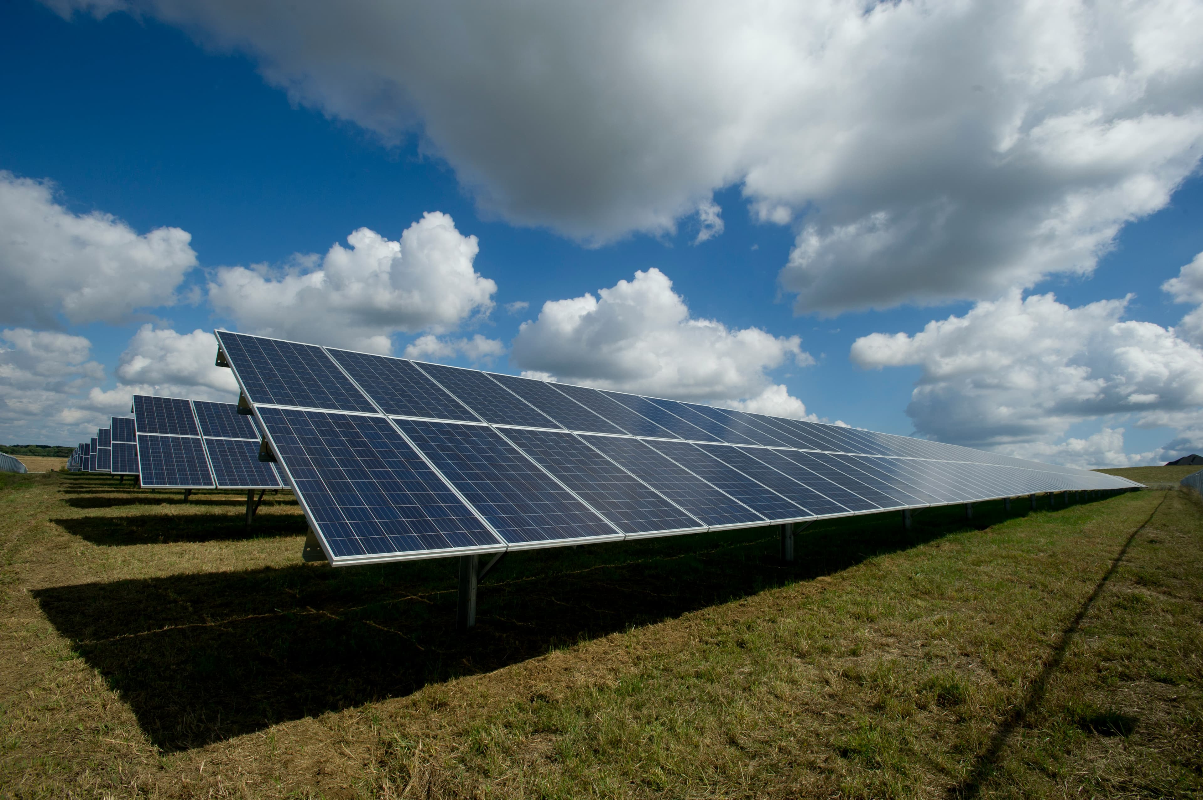 Solar panels under an open sky
